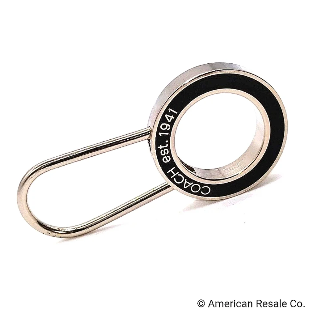 JUST IN! COACH Vintage Black Enamel Pinch Lock Locket Keychain FOB purse charm - Picture 2 of 7